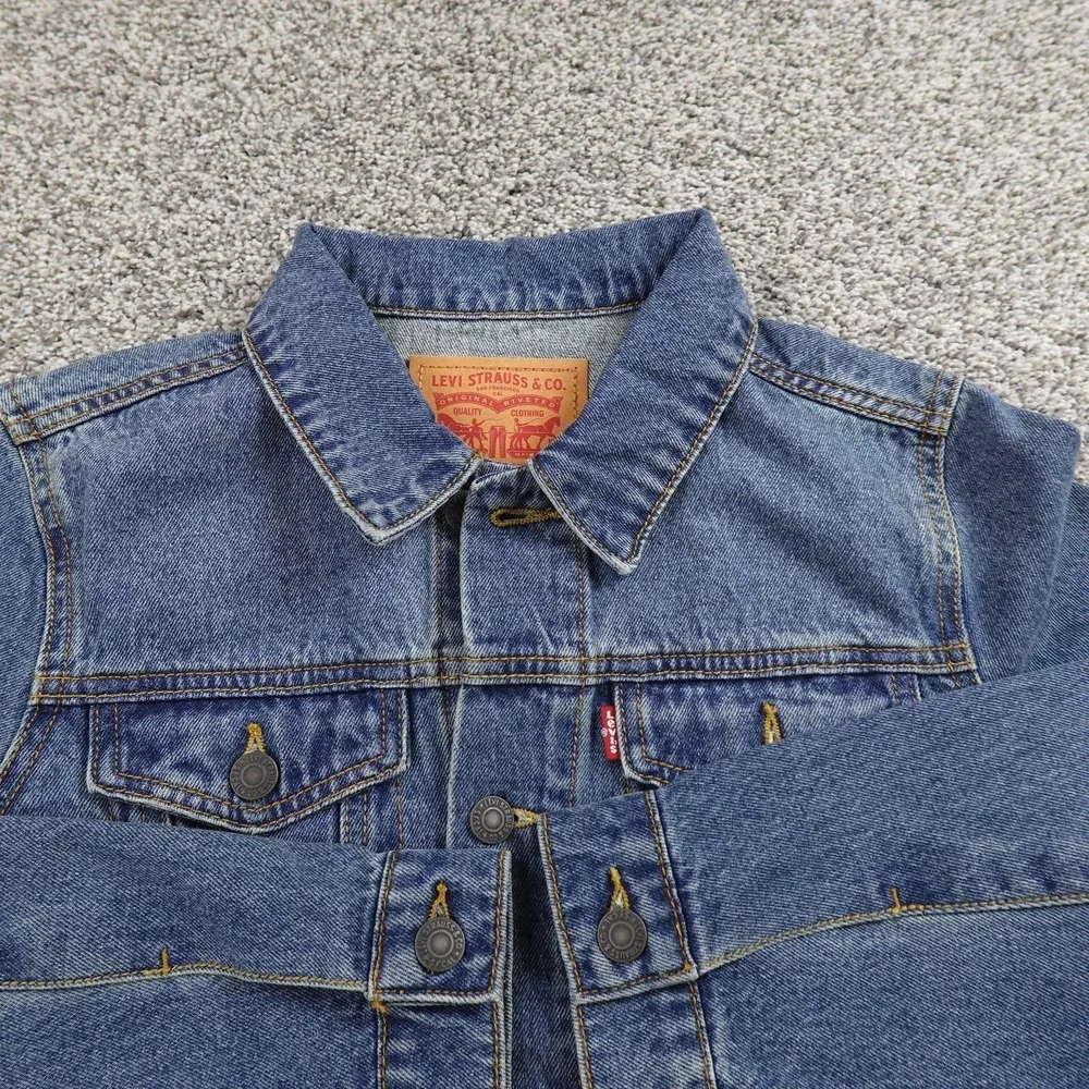 NEW Levi's Jacket Kids‎ L Blue Denim Jean Trucker Western Cowboy Coat Youth Boys